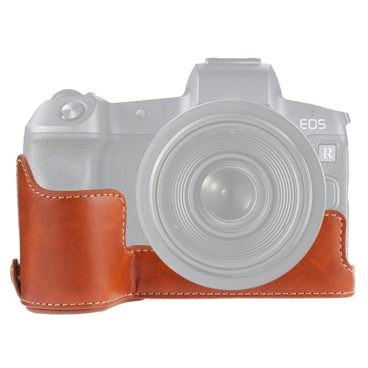 Base mezza custodia per fotocamera in pelle PU con filettatura da 1/4 di pollice per Canon EOS R, For Canon R