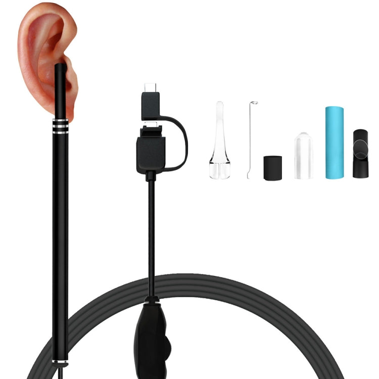 Periscopio endoscopico I96 0.3MP HD Visual Ear Nose Tooth con 6 LED, diametro lente: 5,5 mm, lunghezza: 2 m