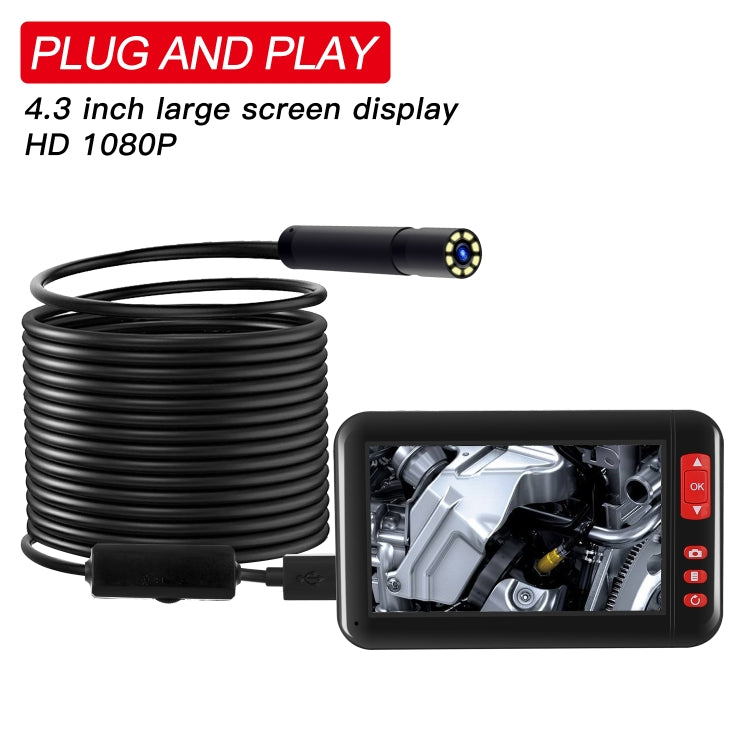 P20 Inspection Endoscope with 4.3 inch HD1080P Display with 8 LEDs, Length: 2m, Lens Diameter: 8mm, Hard Line, Length: 2m, Hard Line