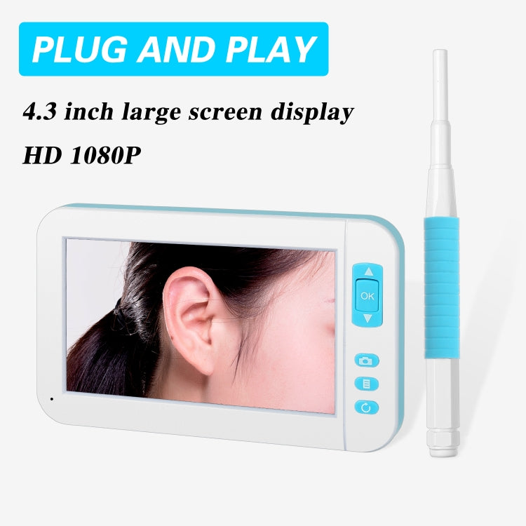 C01 Earspoon Visual Endoscope with 4.3 inch HD1080P Display with 6 LEDs, Diameter: 3.9mm, C01 3.9mm