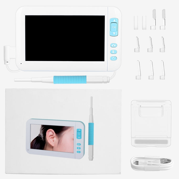 C01 Endoscopio visivo Earspoon con display da 4,3 pollici HD1080P con 6 LED, diametro: 3,9 mm, C01 3.9mm