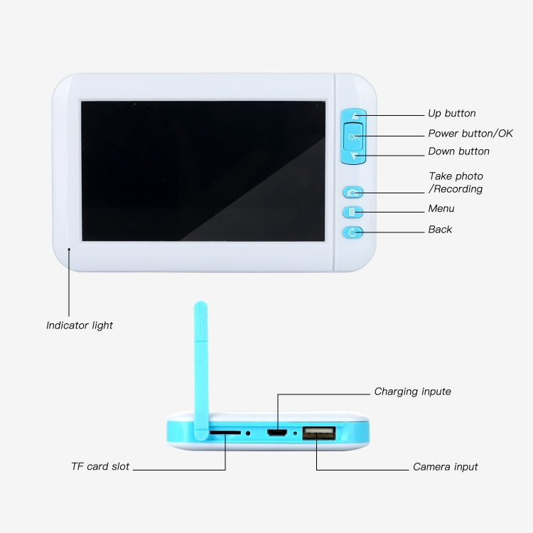 C01 Endoscopio visivo Earspoon con display da 4,3 pollici HD1080P con 6 LED, diametro: 3,9 mm, C01 3.9mm