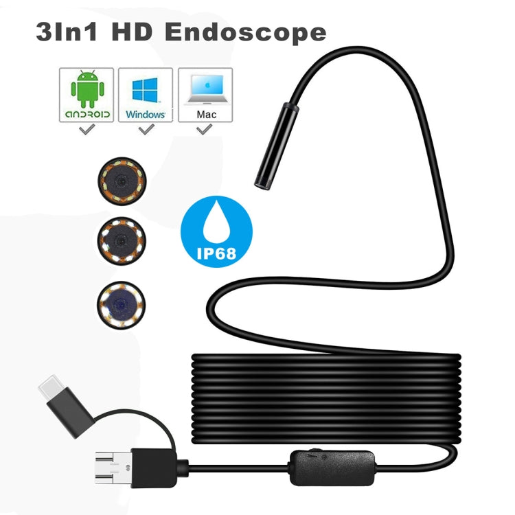 Y101 Telecamera di ispezione endoscopio digitale impermeabile con testa a spirale da 8 mm, lunghezza: cavo flessibile da 2 m, Length: 2m Flexible Cable