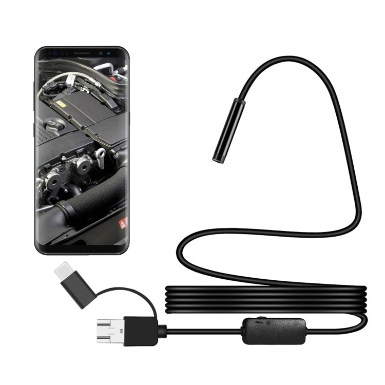 Y101 8mm Spiral Head Waterproof Digital Endoscope Inspection Camera 3 in 1 Length: 2m Hard Cable