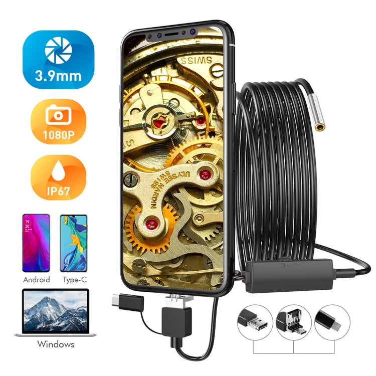 inskam107 3 in 1 HD 3.9mm Waterproof Industrial Digital Endoscope Inspection Camera, Length: 5m Flexible Cable, 5m Flexible Cable