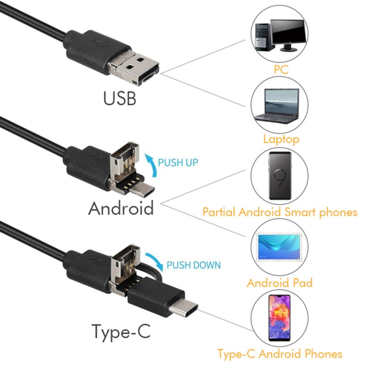 inskam107 Telecamera di ispezione endoscopio digitale industriale impermeabile 3 in 1 HD da 3,9 mm, lunghezza: cavo flessibile da 5 m, 5m Flexible Cable