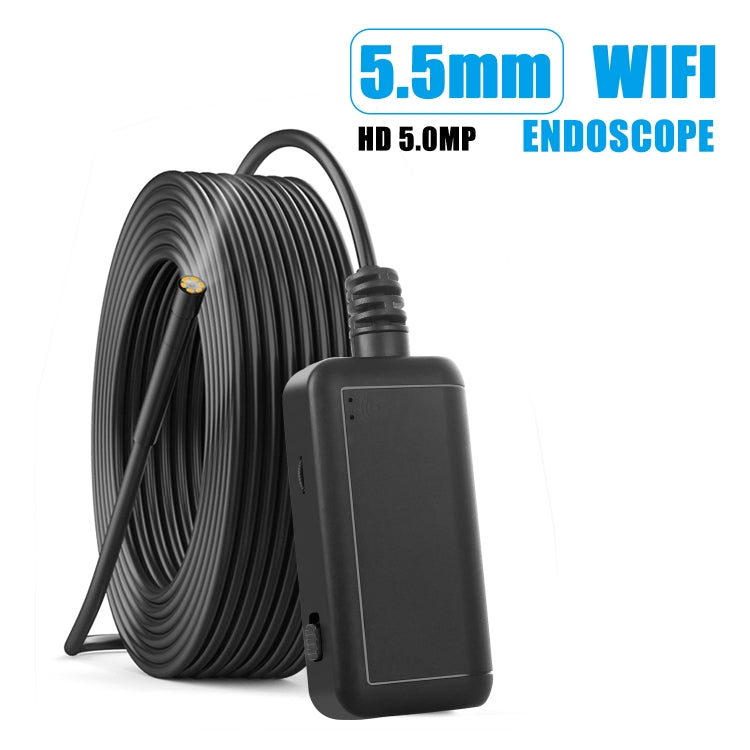 F220 5.5mm HD 5.0MP WIFI Endoscope Inspection Camera with 6 LED, Length: 2m