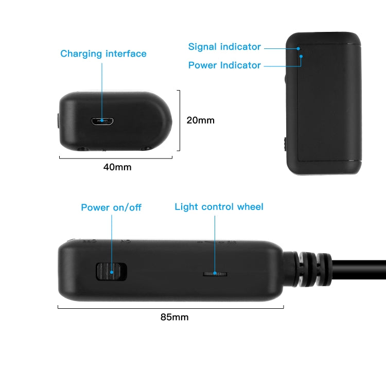 Telecamera per ispezione endoscopio WIFI F220 da 5,5 mm HD 5,0 MP con 6 LED, lunghezza: 2 m, Length: 2m