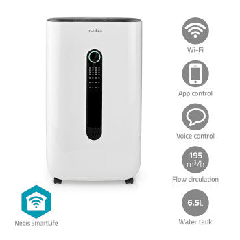 SmartLife Dehumidifier | Wi-Fi | 20 l/Day | Dehumidification / Continuous / Max+ / Dry laundry / Ventilation | Android™ / IOS | Adjustable hygrostat | 195 m³/h