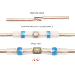 100 PZ AWG26-24 0,25-0,34 mm Sigillo Termorestringente Connettori per cavi Terminali bianchi Manicotto a saldare, 0.25-0.34mm White