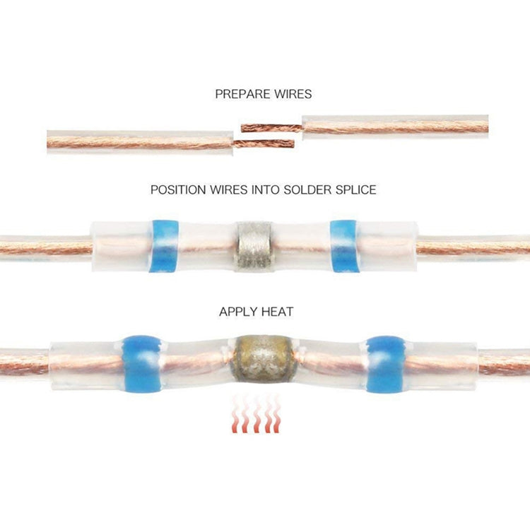 100 PZ AWG26-24 0,25-0,34 mm Sigillo Termorestringente Connettori per cavi Terminali bianchi Manicotto a saldare, 0.25-0.34mm White