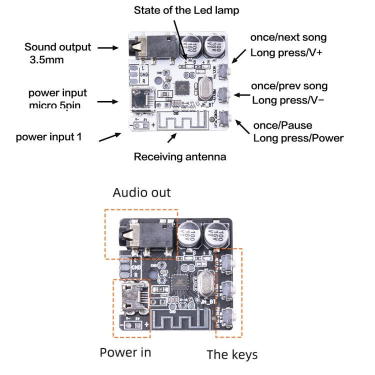 6966 DIY Bluetooth 5.0 Audio Receiver Board Module Lossless MP3 Player Wireless Stereo Music Amplifier Module