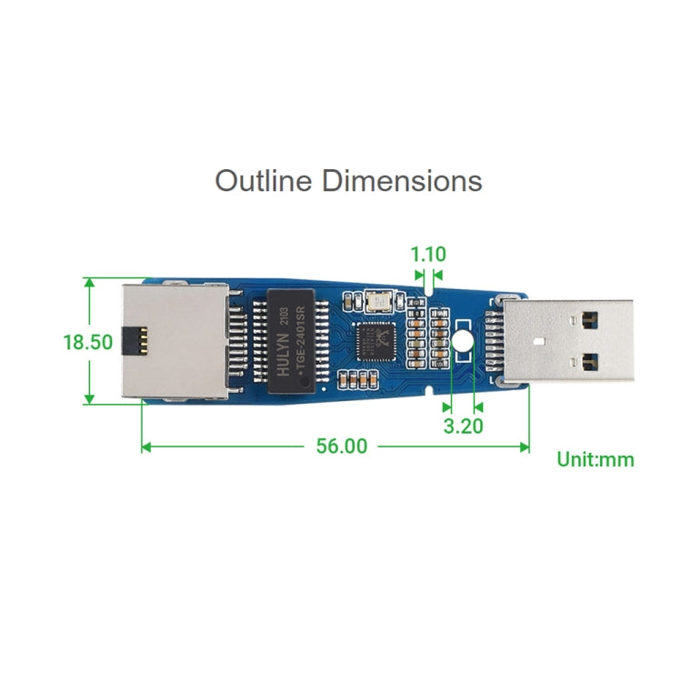 Waveshare USB 3.2 Gen1 to Gigabit Ethernet Converter Module, Driverless