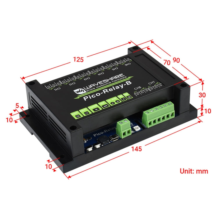 Waveshare 8 Channel Industrial Relay Module Multi Protection for Raspberry Pi Pico, 20218