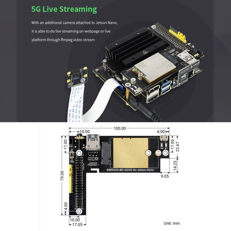 Waveshare SIM8202G-M2 5G Snapdragon X55 Multi Mode Multi Band 5G/4G/3G Modulo Espandi Scheda per Jetson Nano, Spina USA, SIM8202G-M2 US Plug