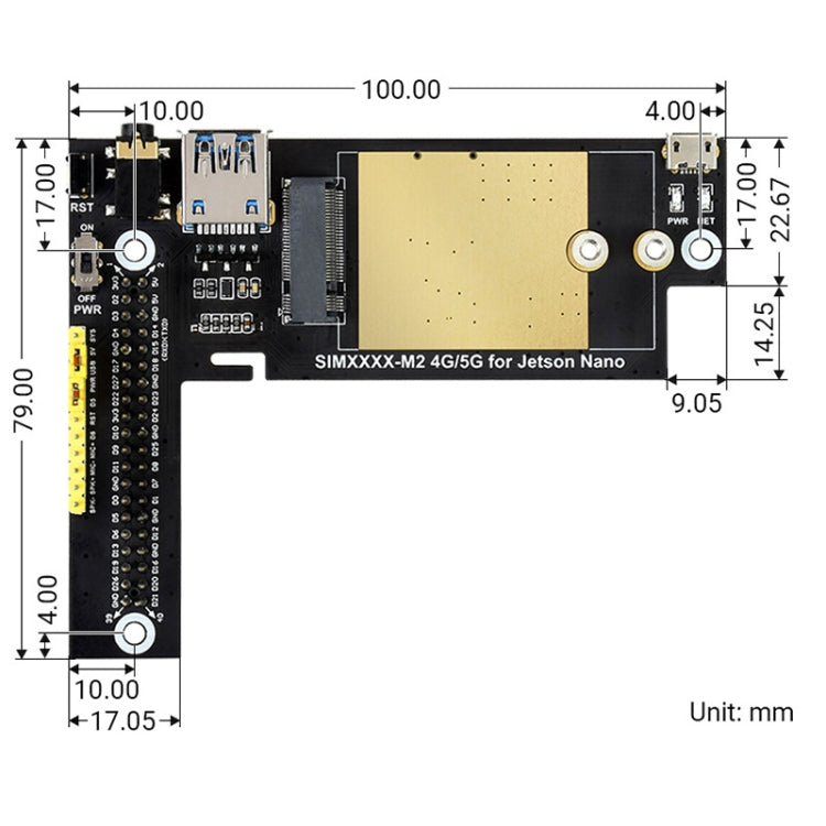 Waveshare SIM8200EA-M2 5G Snapdragon X55 Multi Mode Multi Band 5G/4G/3G Expand Card Module for Jetson Nano, EU Plug, SIM8200EA-M2 EU Plug