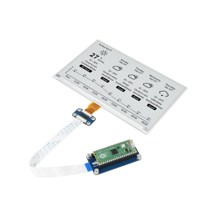 Waveshare 7.5 inch 800x480 pixels E-Paper E-Ink Display Module Black and White for Raspberry Pi Pico, SPI Interface, 20128