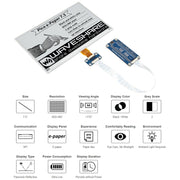 Waveshare 7.5 inch 800x480 pixels E-Paper E-Ink Display Module Black and White for Raspberry Pi Pico, SPI Interface, 20128