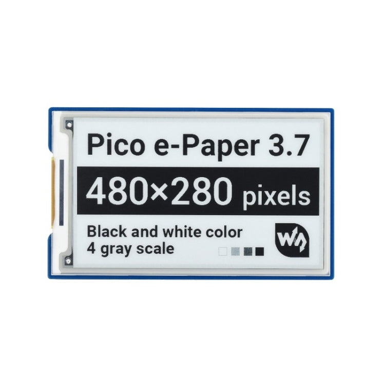 Waveshare 3.7 inch 480x280 Pixel E-Ink E-Paper Display Module for Raspberry Pi Pico, 4 Grayscales, SPI Interface, 20123