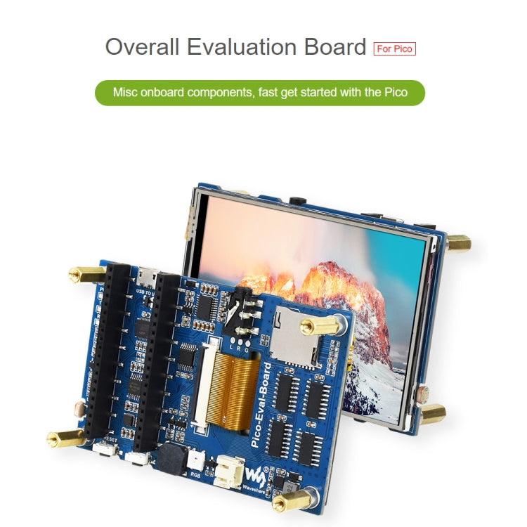 Scheda di valutazione complessiva dello schermo IPS Waveshare da 3,5 pollici per Raspberry Pi Pico, vari componenti integrati per una facile valutazione dell'RP2040, 20159