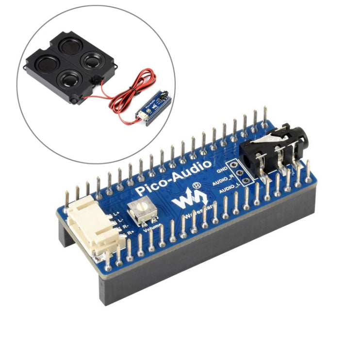 Waveshare Audio Expansion Module for Raspberry Pi Pico, Simultaneous Headphone/Speaker Output, 20167