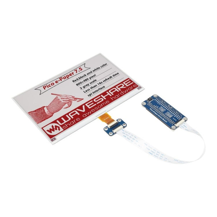 Waveshare Modulo display E-Paper E-Ink da 7,5 pollici 800x480 Pixel Rosso Nero Bianco (B) per Raspberry Pi Pico, interfaccia SPI, 20129