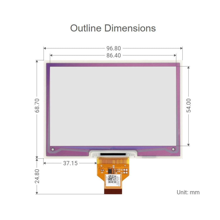 Display Waveshare E-Paper E-Ink Raw da 4,01 pollici ACeP 640x400 Pixel a 7 colori, senza PCB, 19078