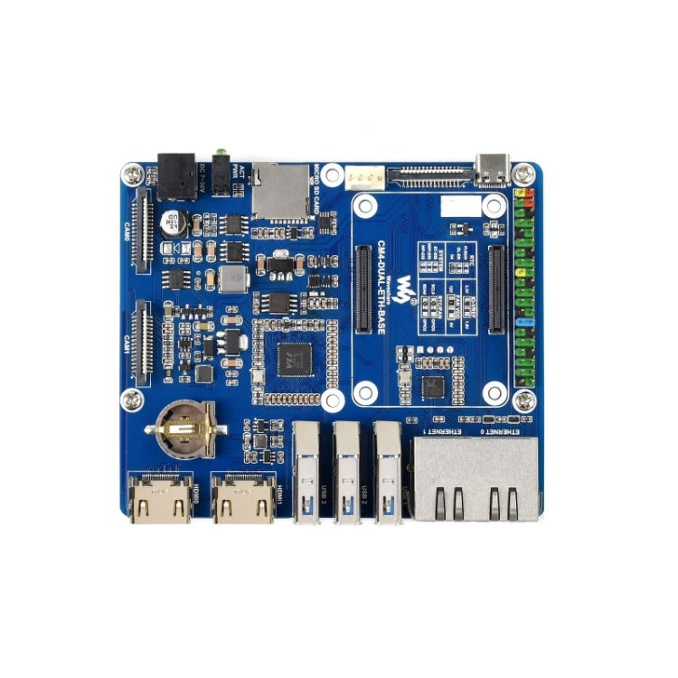 Waveshare Compute Module Dual Gigabit Ethernet Baseboard for Raspberry Pi CM4, For Raspberry Pi CM4