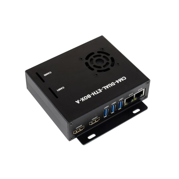 Mini-computer Waveshare Dual Gigabit Ethernet con custodia in metallo e ventola di raffreddamento per Raspberry Pi CM4, Dual Gigabit Ethernet