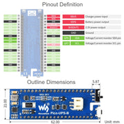 Waveshare UPS Module Uninterruptible Power Supply 600mAh Li-Po Battery Module Stackable Board for Raspberry Pi Pico, UPS
