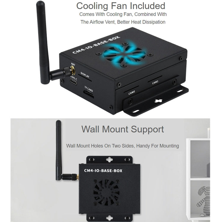 Waveshare Mini IO Board Full Ver Mini-Computer Base Box with Metal Case and Cooling Fan for Raspberry Pi CM4, Mini IO Board Full Ver