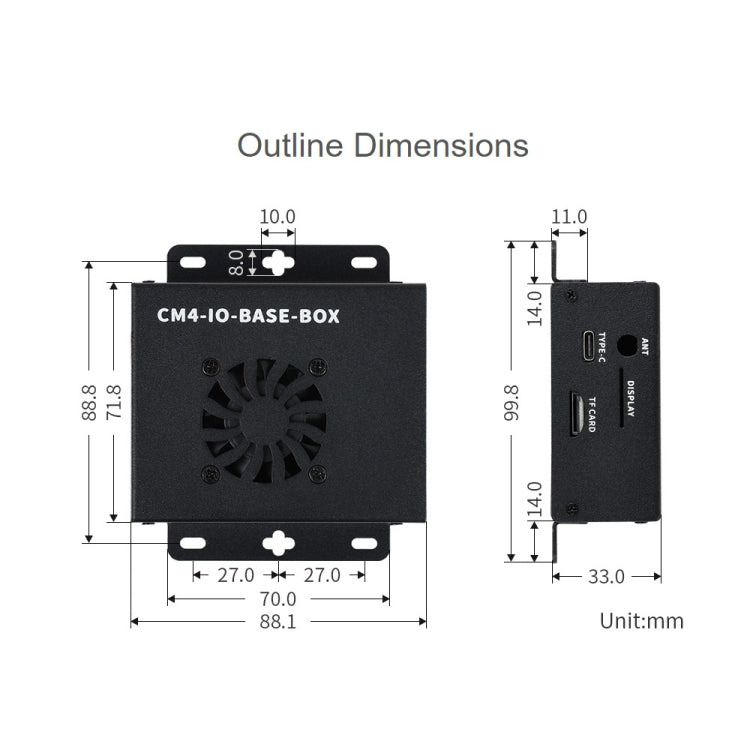 Waveshare Mini IO Board Full Ver Mini-Computer Base Box with Metal Case and Cooling Fan for Raspberry Pi CM4, Mini IO Board Full Ver