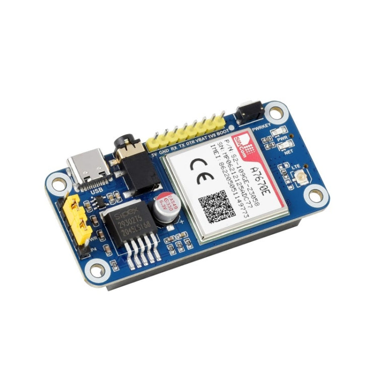 Waveshare Multi Band 2G GSM/GPRS LBS A7670E LTE Cat-1 HAT for Raspberry Pi, for Europe, Southeast Asia, West Asia, Africa, China, South Korea, A7670E LTE Cat-1 HAT