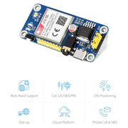 Waveshare Multi Band 2G GSM/GPRS LBS A7670E LTE Cat-1 HAT for Raspberry Pi, for Europe, Southeast Asia, West Asia, Africa, China, South Korea, A7670E LTE Cat-1 HAT