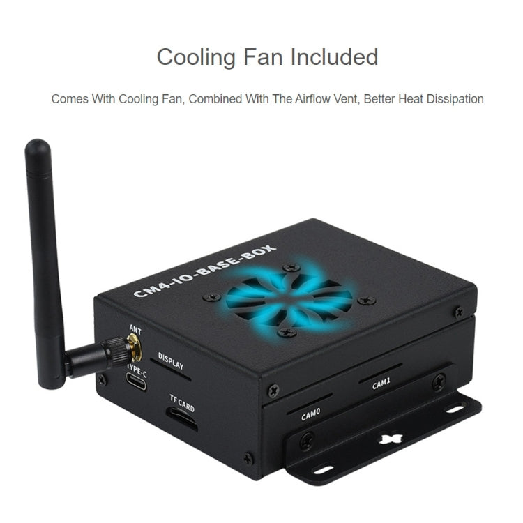 Waveshare Mini IO Board Lite Ver Mini Computer Base Box with Metal Case and Cooling Fan for Raspberry Pi CM4, IO Board Lite Ver