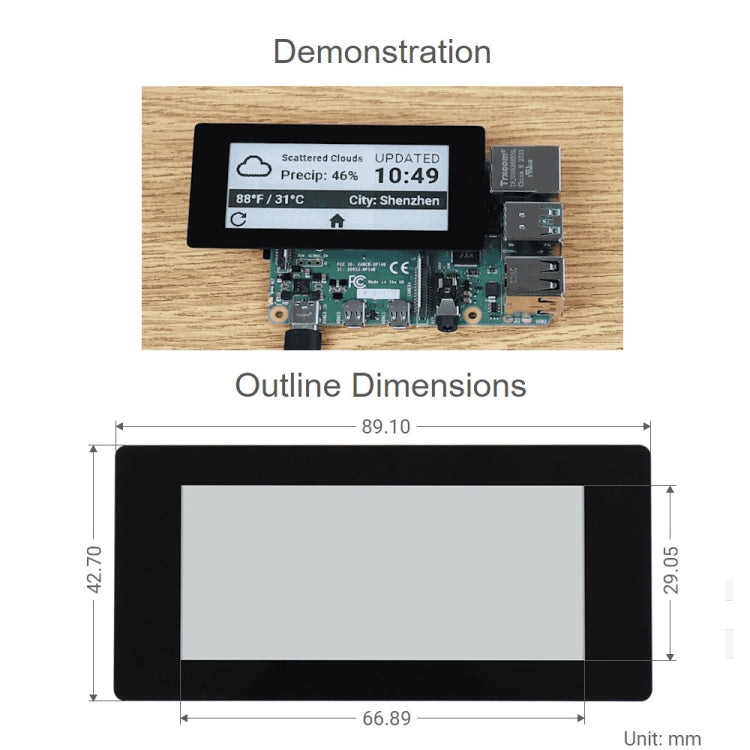 Waveshare 2,9 pollici 296 x 128 Pixel Touch capacitivo a 5 punti Nero/Bianco E-Paper Display E-Ink HAT per Raspberry Pi Pico, interfaccia SPI, 19967