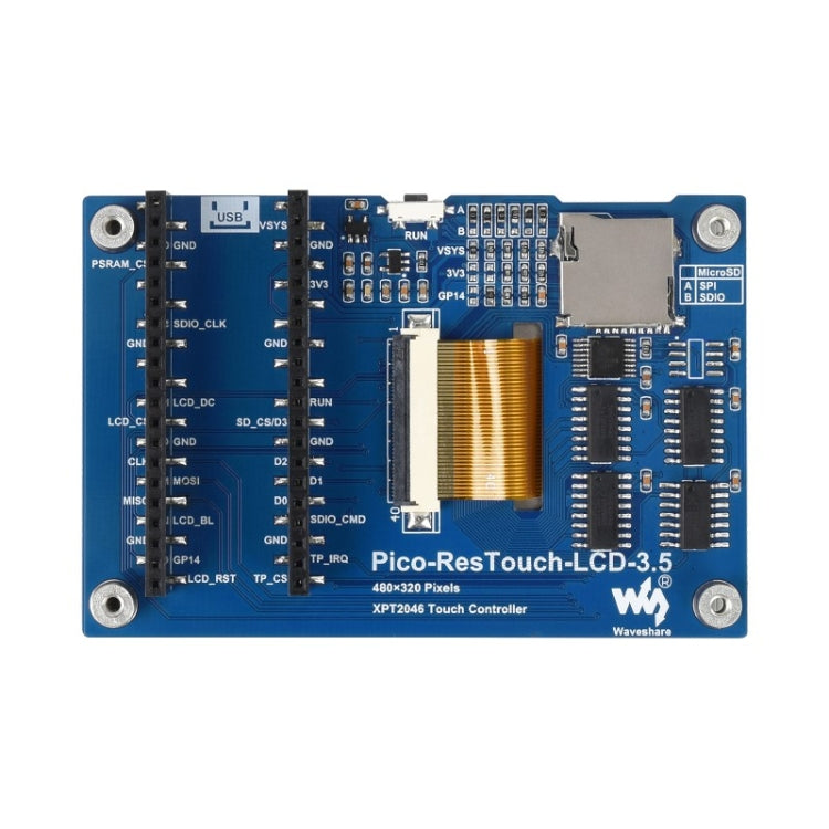 WAVESHARE Modulo display touch da 3,5 pollici 65K colori 480 x 320 per Raspberry Pi Pico, interfaccia SPI, 3.5 inch