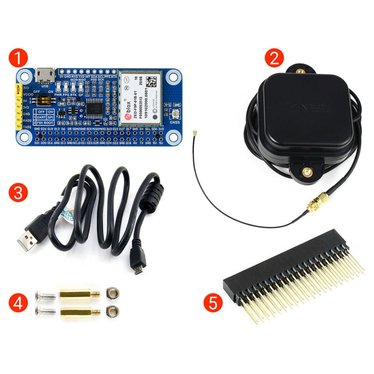 Waveshare ZED-F9P GPS-RTK HAT Multi-band RTK Differential GPS Module with Centimeter-Level Accuracy for Raspberry Pi, ZED-F9P