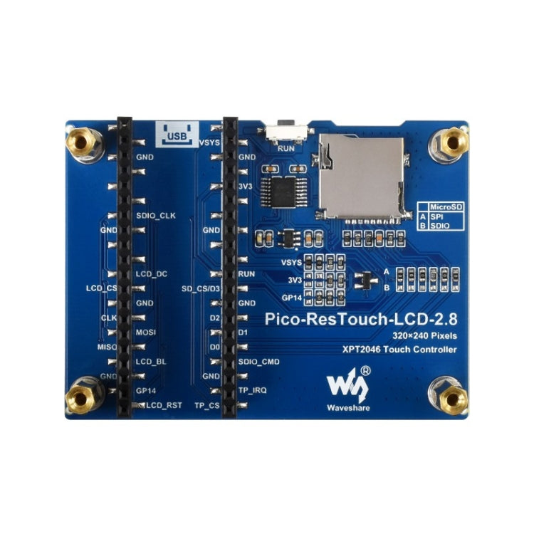 WAVESHARE Modulo display touch da 2,8 pollici 262K colori 320 x 240 pixel per Raspberry Pi Pico, interfaccia SPI, 2.8 inch