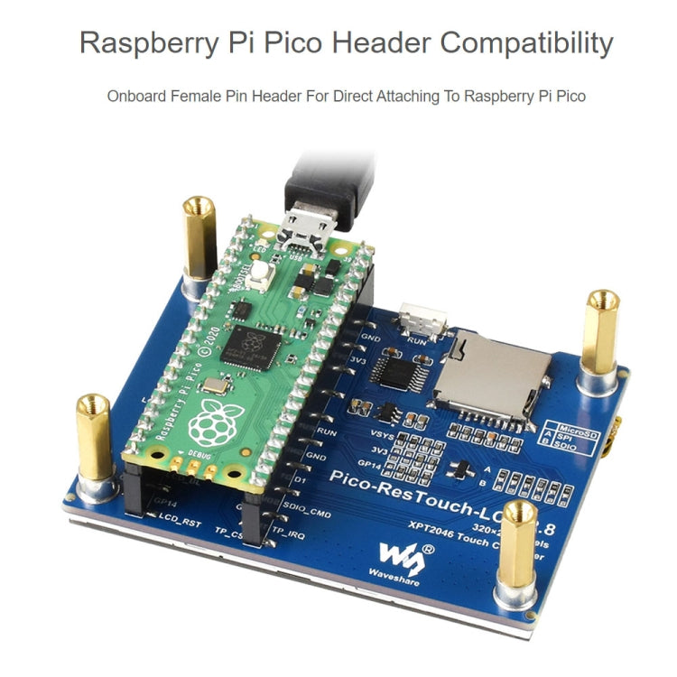 WAVESHARE Modulo display touch da 2,8 pollici 262K colori 320 x 240 pixel per Raspberry Pi Pico, interfaccia SPI, 2.8 inch