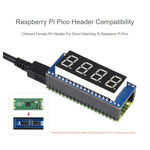 WAVESHARE 4-Digit 8-Segment Display Module for Raspberry Pi Pico, SPI Compatible, 19806