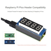 WAVESHARE 4-Digit 8-Segment Display Module for Raspberry Pi Pico, SPI Compatible, 19806