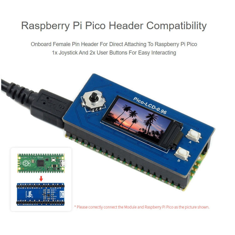 Modulo display LCD da 0,96 pollici WAVESHARE 65K colori 160 x 80 pixel per Raspberry Pi Pico, SPI