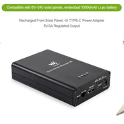 Waveshare Solar Power Manager, Built-in 10000mAh Li-Po Battery, Support 6V~24V Solar Panels, 19799