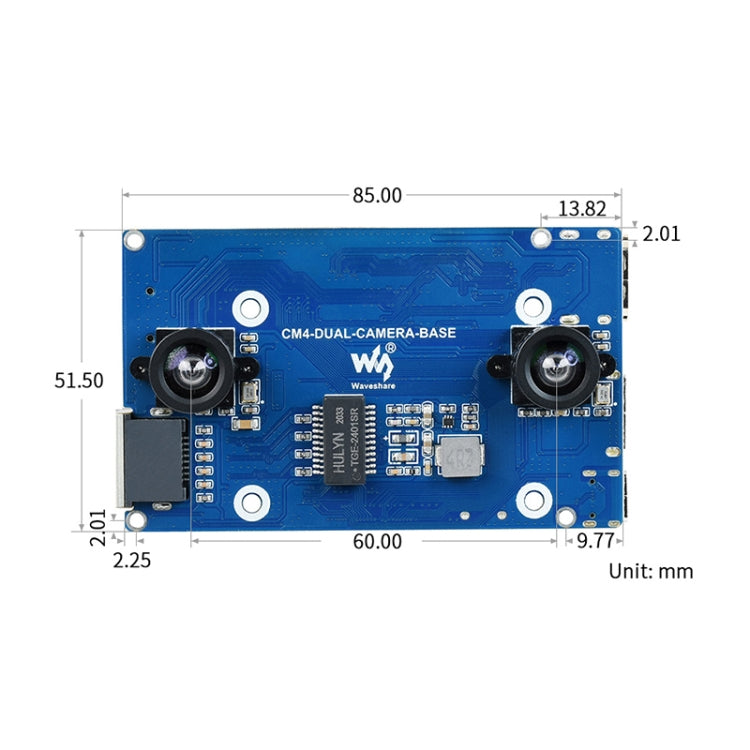 Waveshare Binocular Camera Base Board with Interface Expander for Raspberry Pi 4 Compute Module