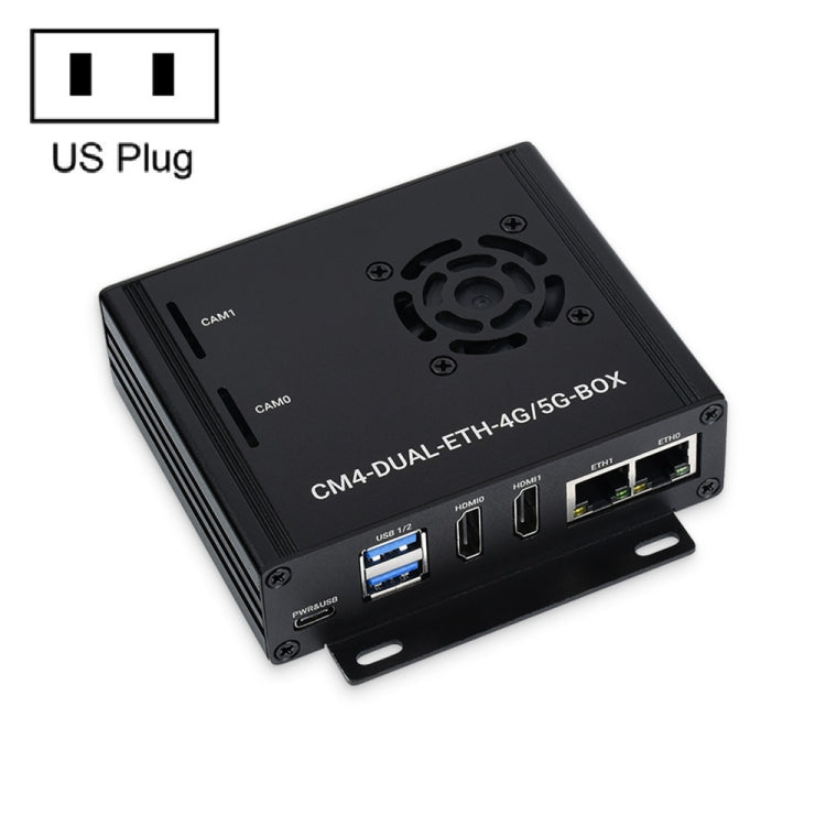 Waveshare Dual Gigabit Ethernet 5G/4G Computer Box with Cooling Fan for Raspberry Pi CM4