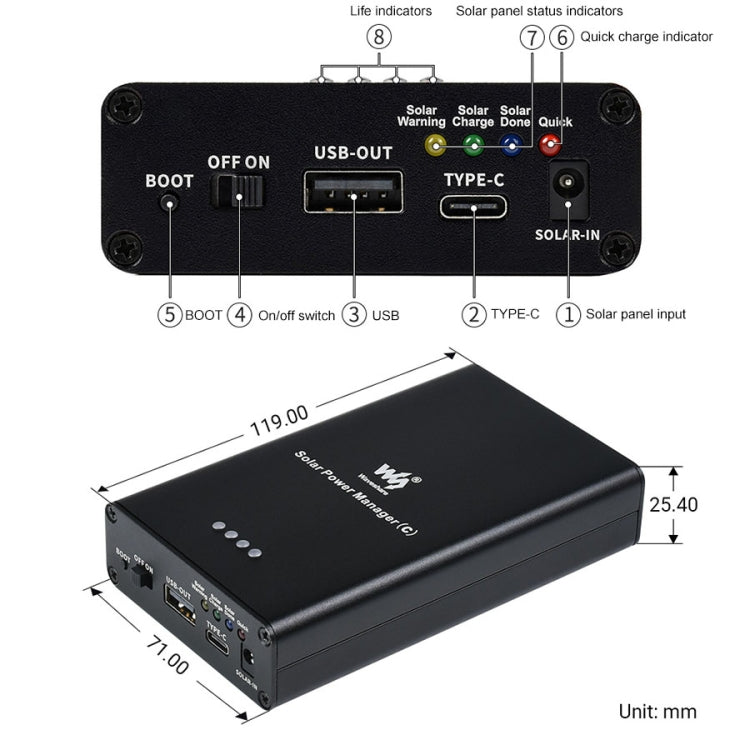 Gestore di energia solare Waveshare (C)