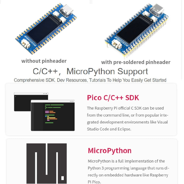 Waveshare RP2040-LCD-0.96 Pico-like MCU Board Based on Raspberry Pi RP2040 MCU, with Pinheader, RP2040-LCD-0.96