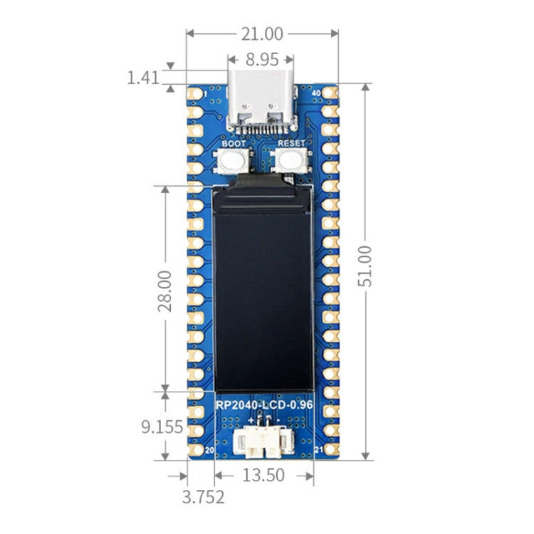 Waveshare RP2040-LCD-0.96 Pico-like MCU Board Based on Raspberry Pi RP2040 MCU, with Pinheader, RP2040-LCD-0.96