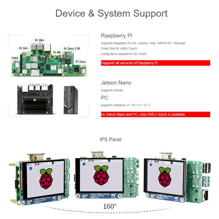 Display LCD IPS Waveshare da 2,8 pollici 480x640 HDMI (H) completamente laminato